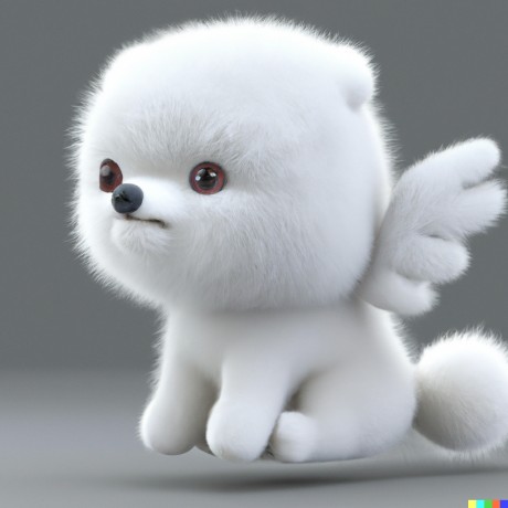 DALL·E 2023-05-22 10.00.57 -  cute fluffy white animal look like dog with  cute eyes andwings and long tail real 3D